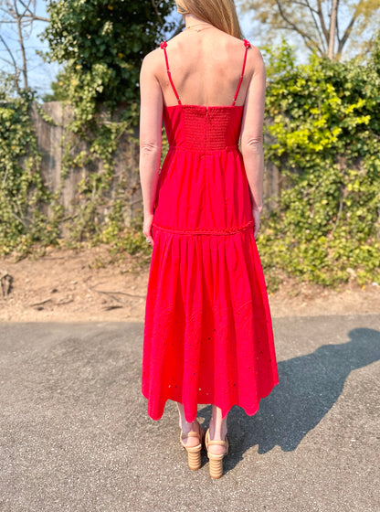Ruhani Bustier Midi Dress in scarlet bloom by Ash & Eden