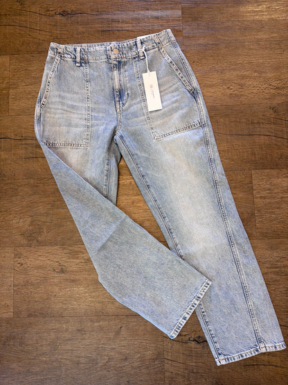Analeigh Mid Rise Utility Jeans in wine garden by AG