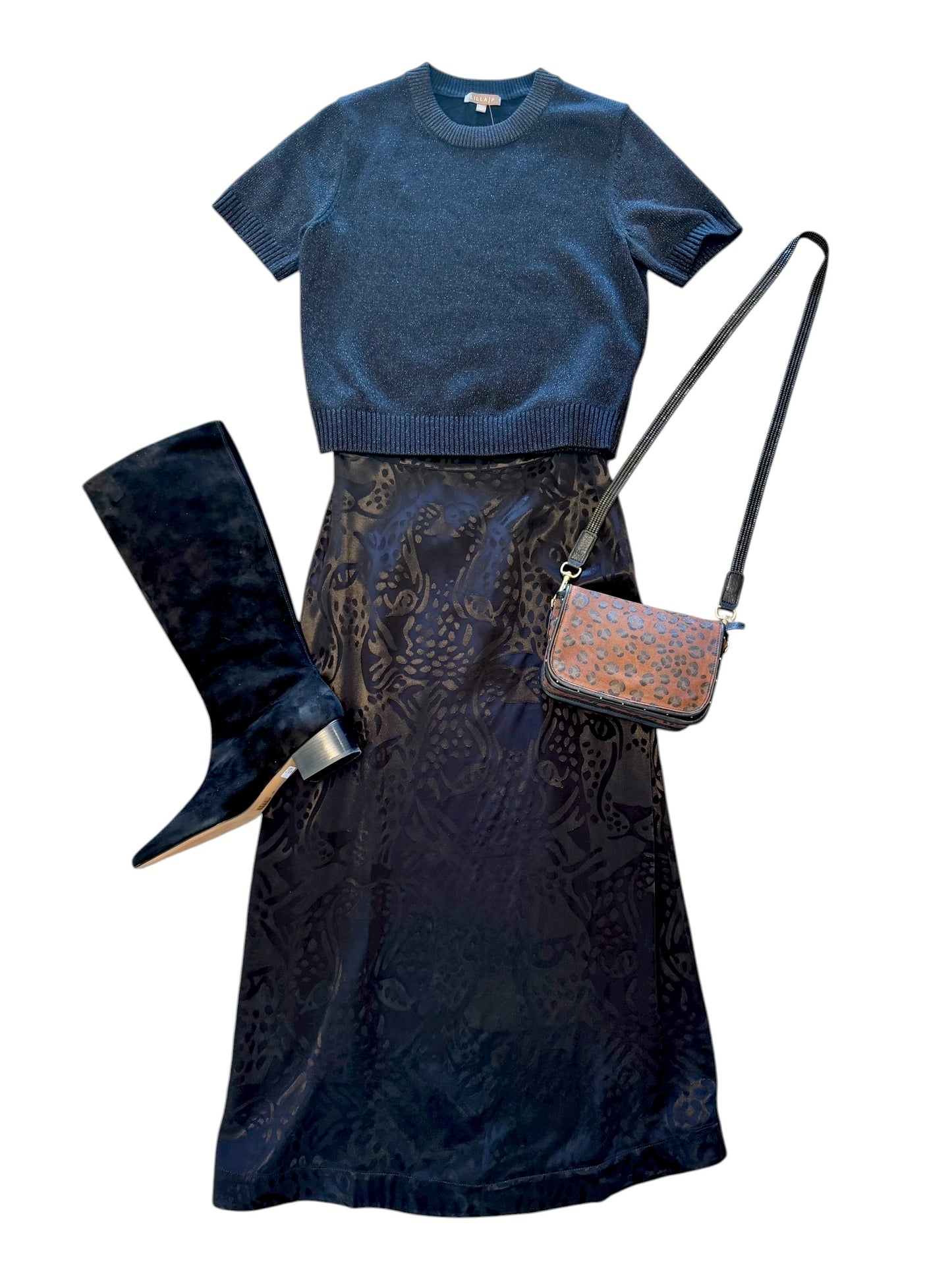 Midnight Leopards Jacquard Maxi Skirt in black by Farm Rio