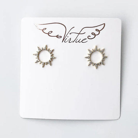 Rhinestone Open Starburst Earring in gold by Virtue