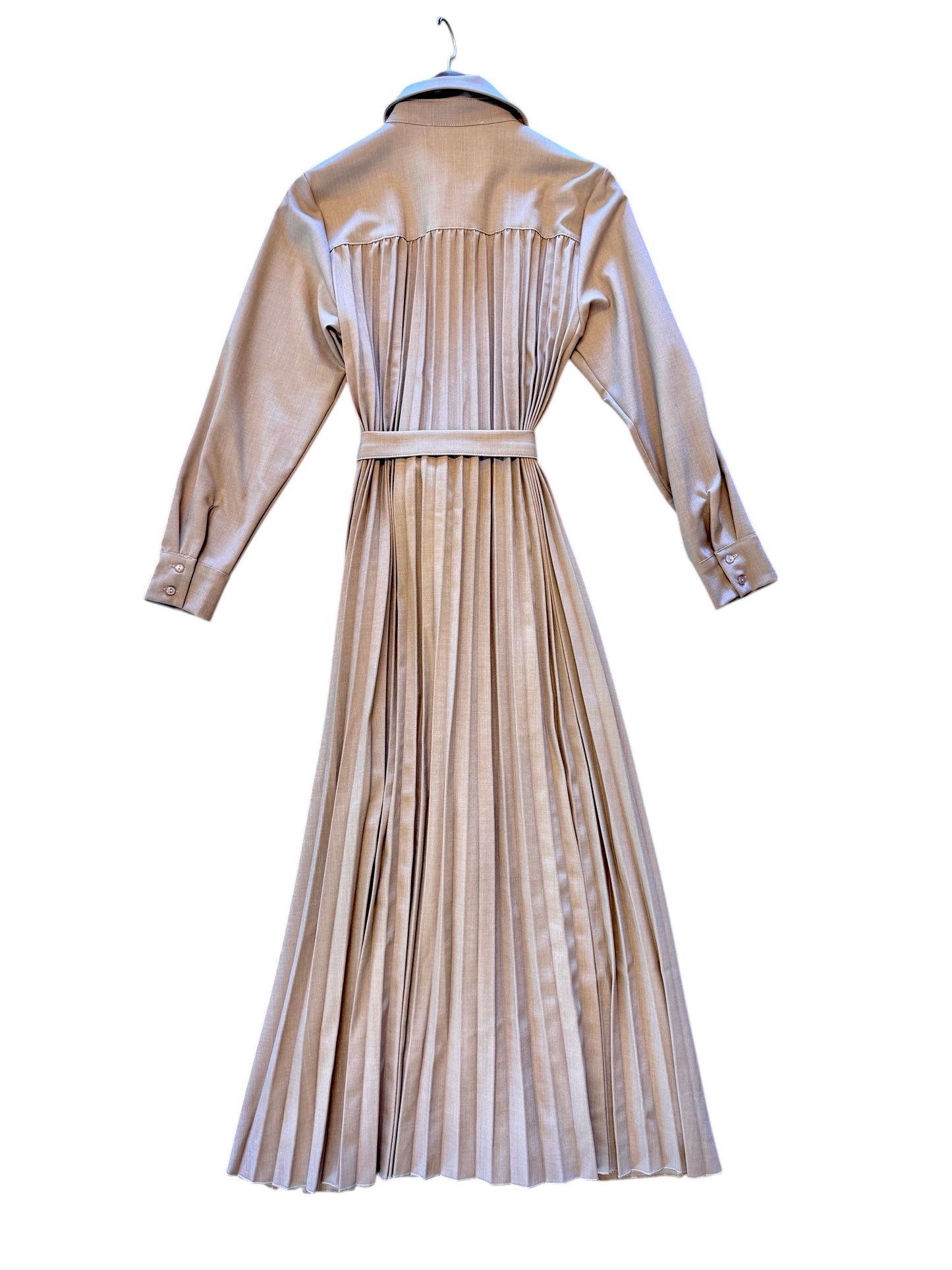 Pleated Skirt Button Up Dress in tortora by B-YU