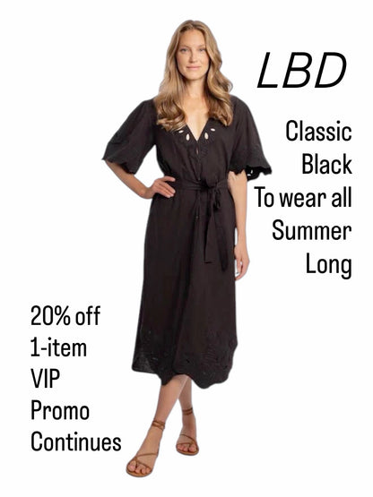 Pia Dress in black linen by Bindu