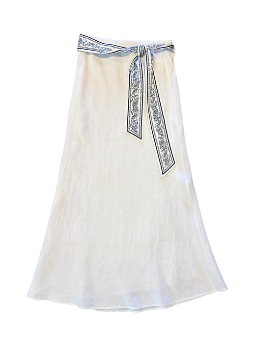 Bias Midi Skirt with Waist Scarf in white by Current Air