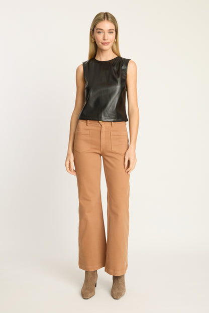 Jag Vegan Leather Top in black by Caballero