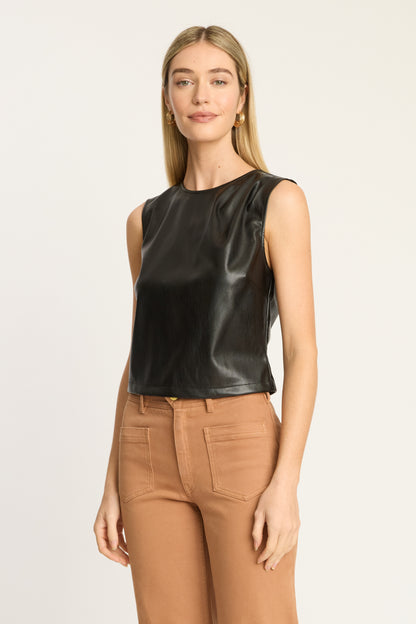 Jag Vegan Leather Top in black by Caballero