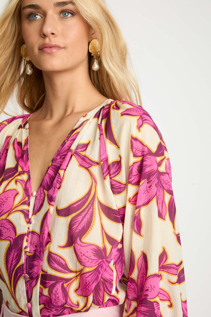 Ariana Top in fuchsia floret by Caballero