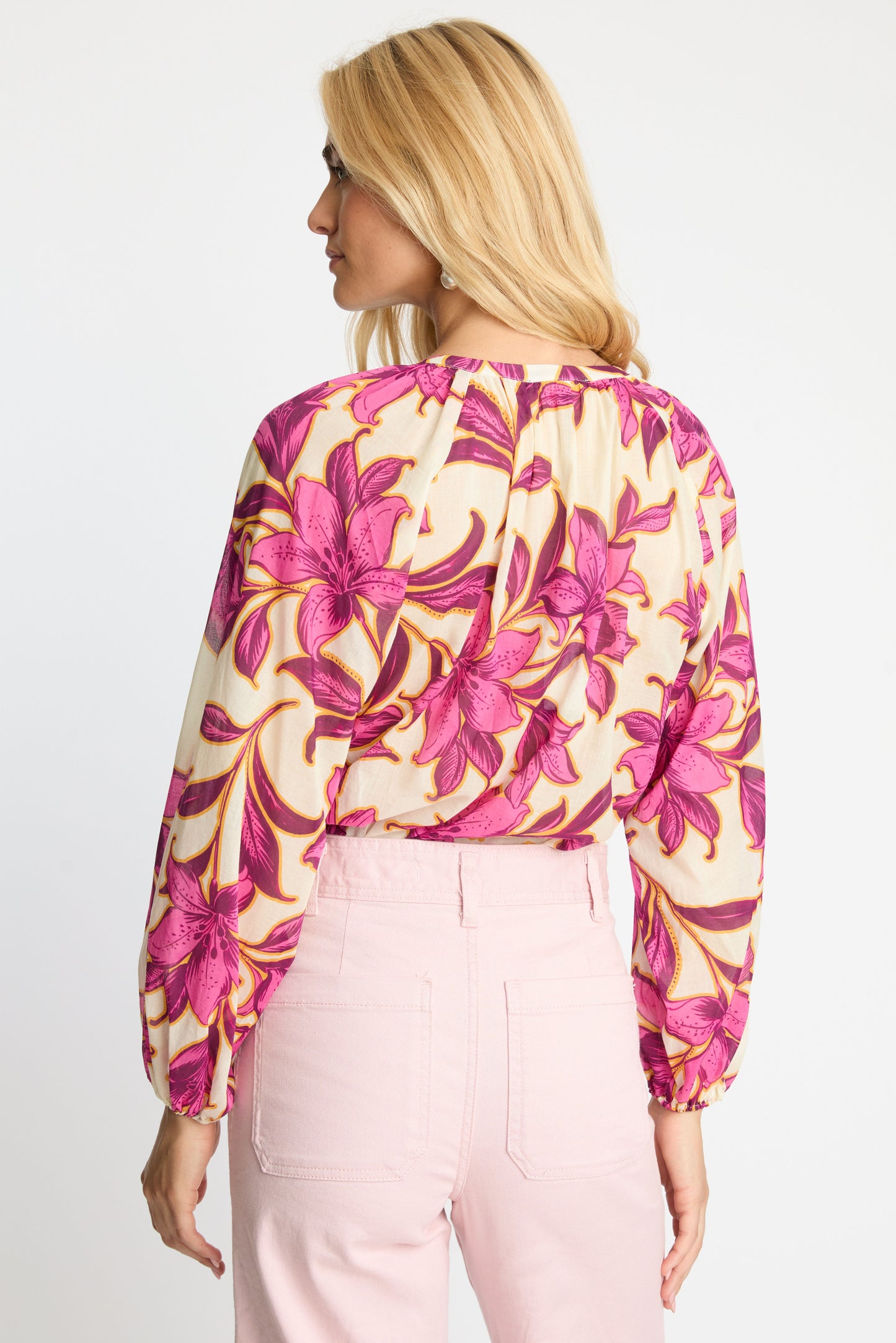 Ariana Top in fuchsia floret by Caballero
