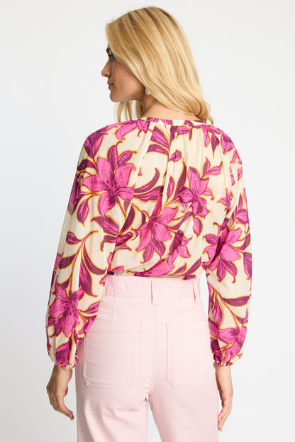 Ariana Top in fuchsia floret by Caballero