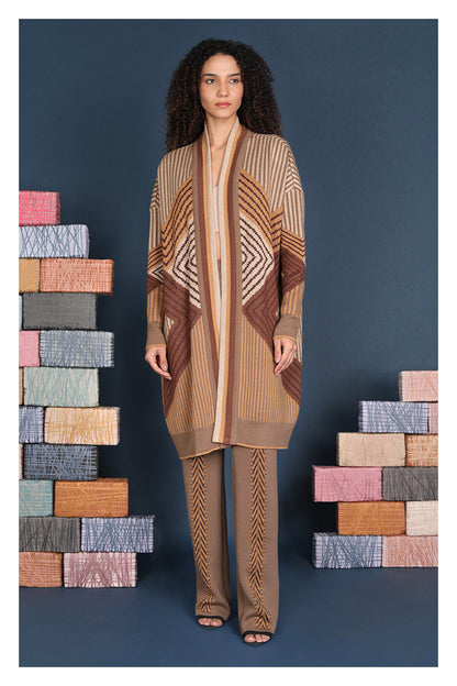 Ainoah Knitted Coverup in caramel by Conditions Apply
