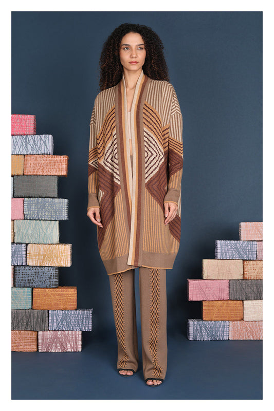 Ainoah Knitted Coverup in caramel by Conditions Apply