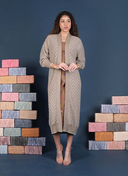 Laquinta Duster Cardigan in sandstone by Conditions Apply
