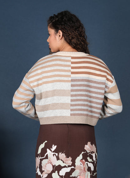Arietta Stripe Cardigan in ivory by Conditions Apply