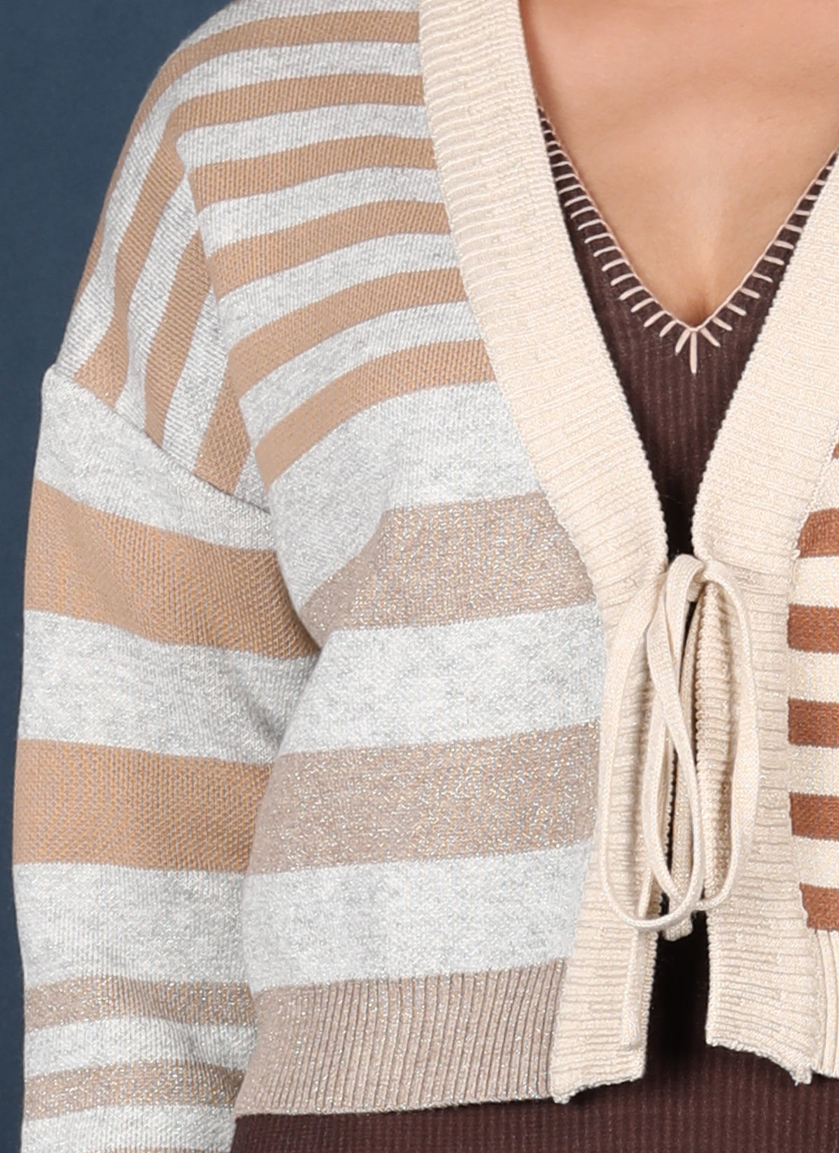 Arietta Stripe Cardigan in ivory by Conditions Apply