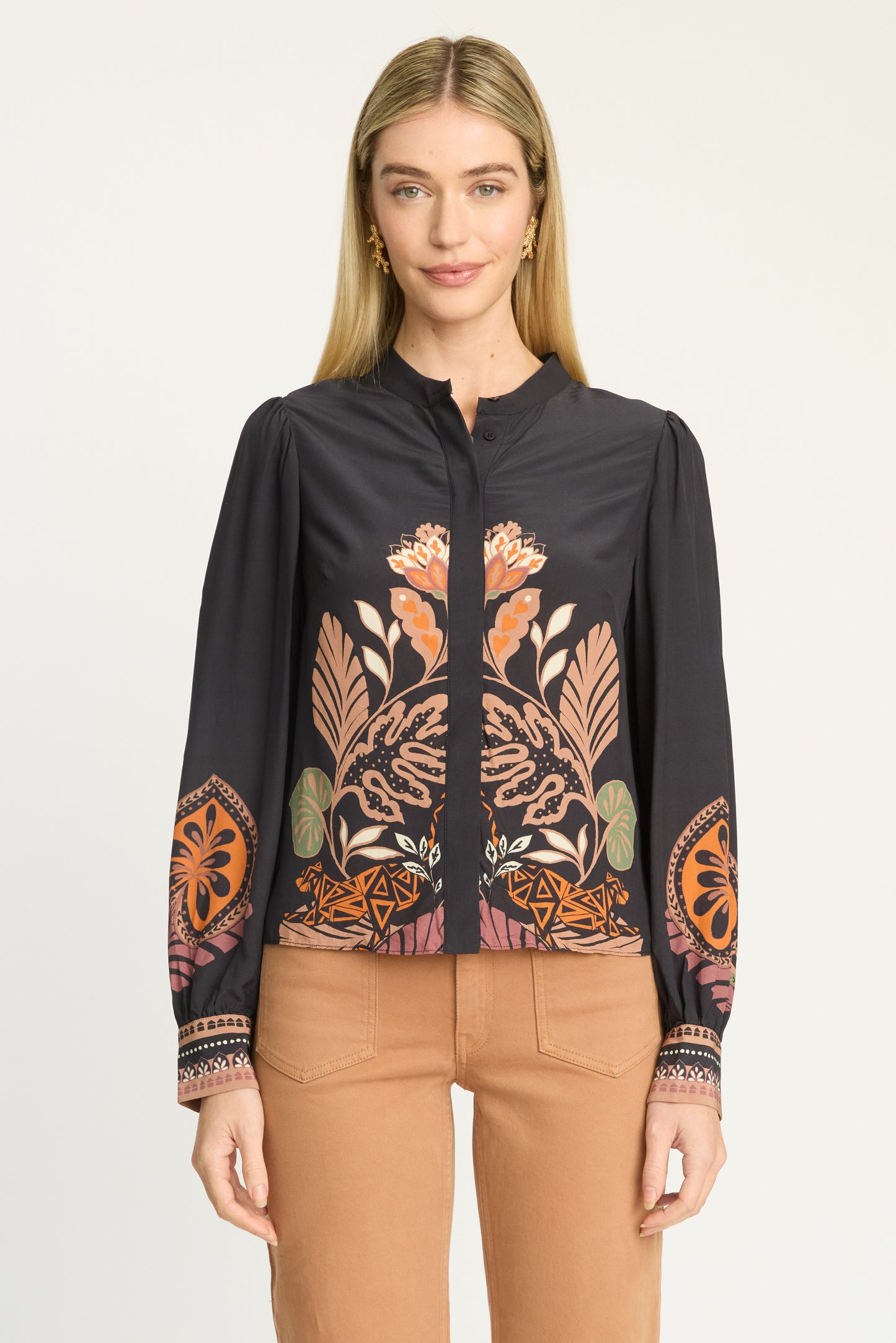 Riley Top in black crouching cheetah print by Caballero