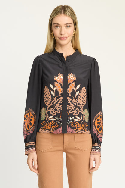 Riley Top in black crouching cheetah print by Caballero