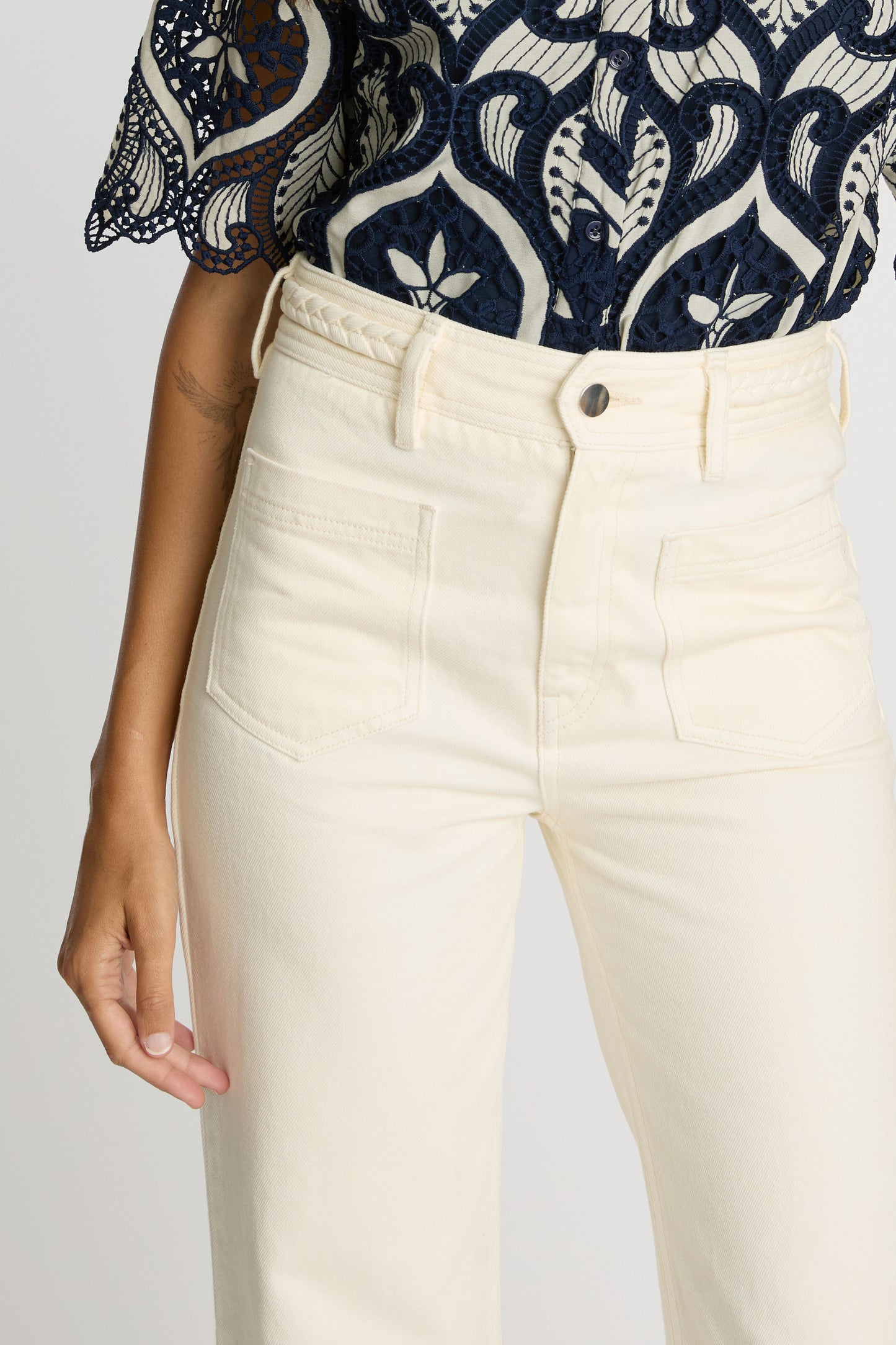 Sienna Denim Pant in cream by Caballero
