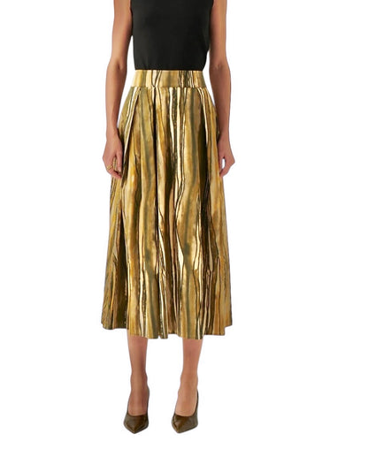 Sloan Midi Skirt in multi olive by Exquise