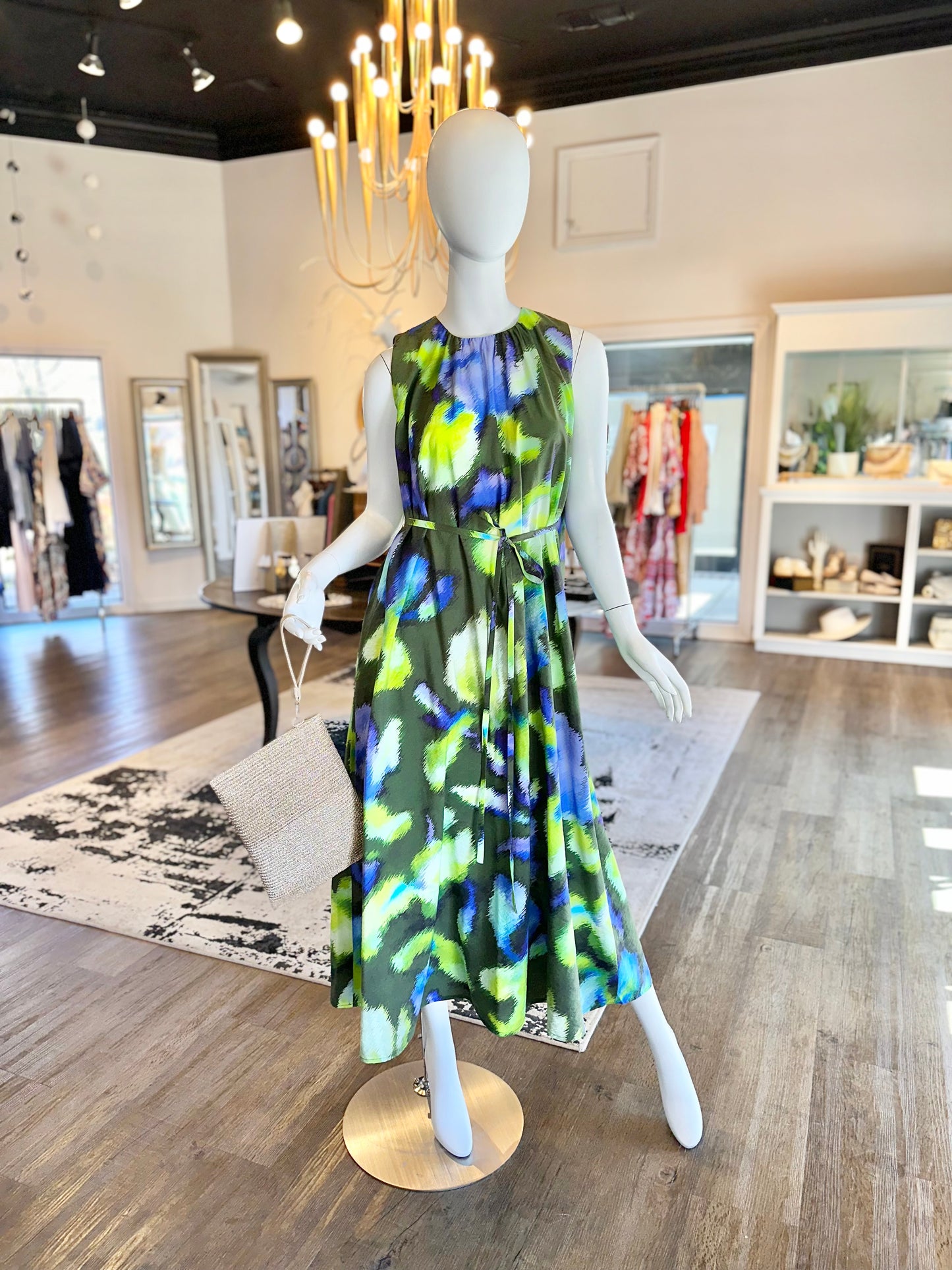 Printed Sleeveless Dress in forest by Psophia