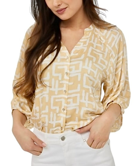 Raglan Printed Blouse in beige by Esqualo