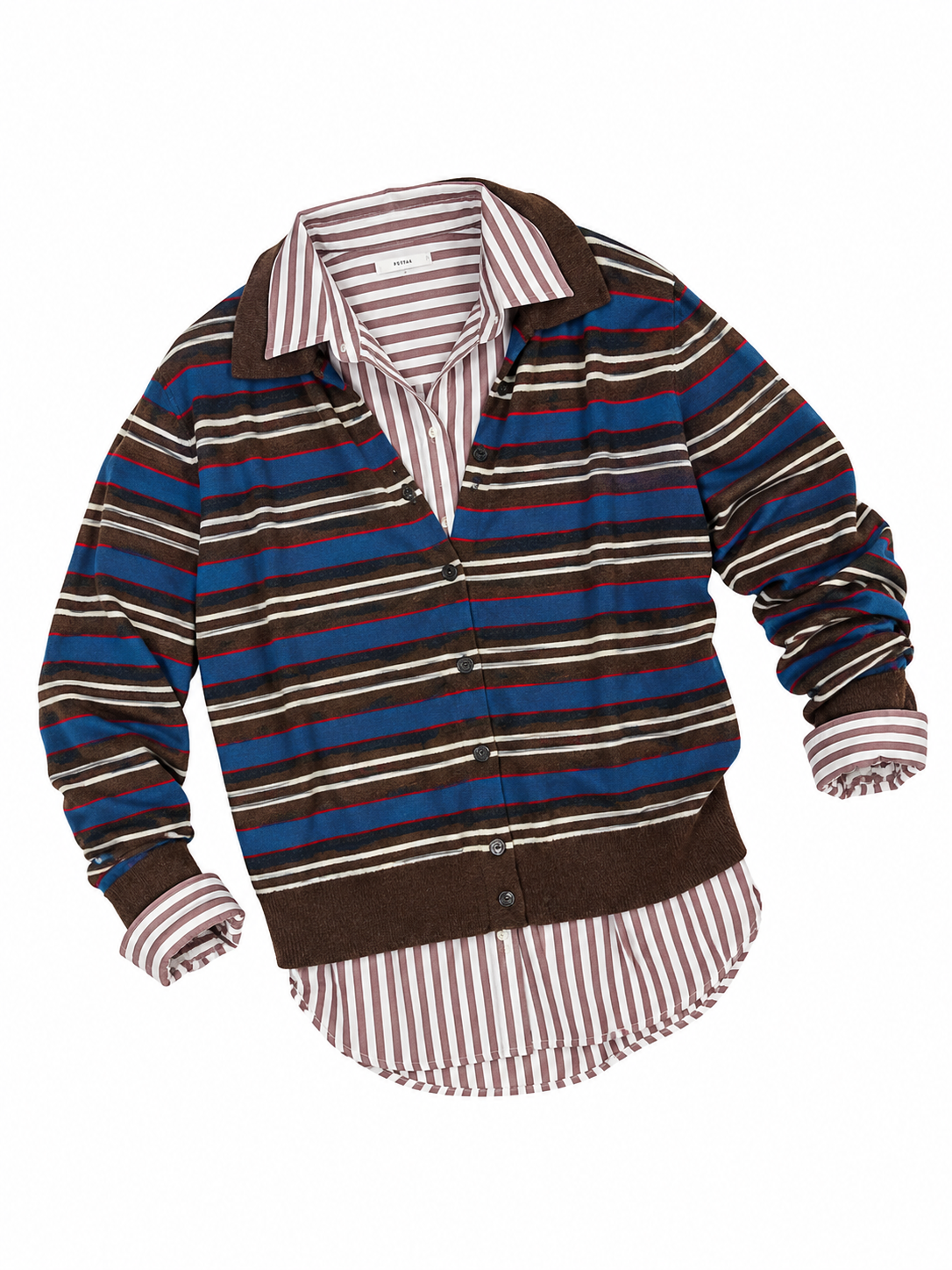 Dolman Sleeve Button Down Shirt in chestnut stripe by Lilla P