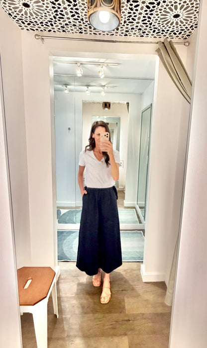 Poplin A-line Maxi Skirt in navy by Lilla P