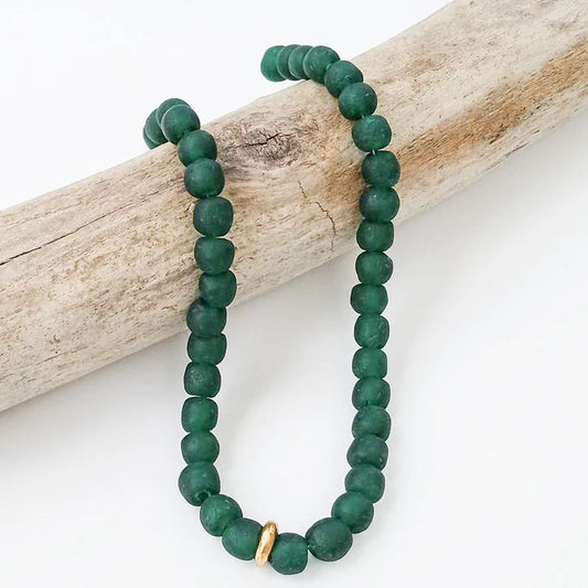 18" Glass Washer Necklace in green by Virtue