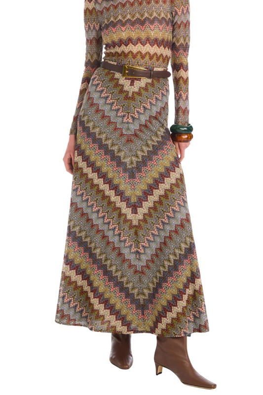 Olive Maxi Skirt in olive chevron by Allison