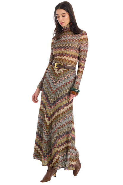 Olive Maxi Skirt in olive chevron by Allison