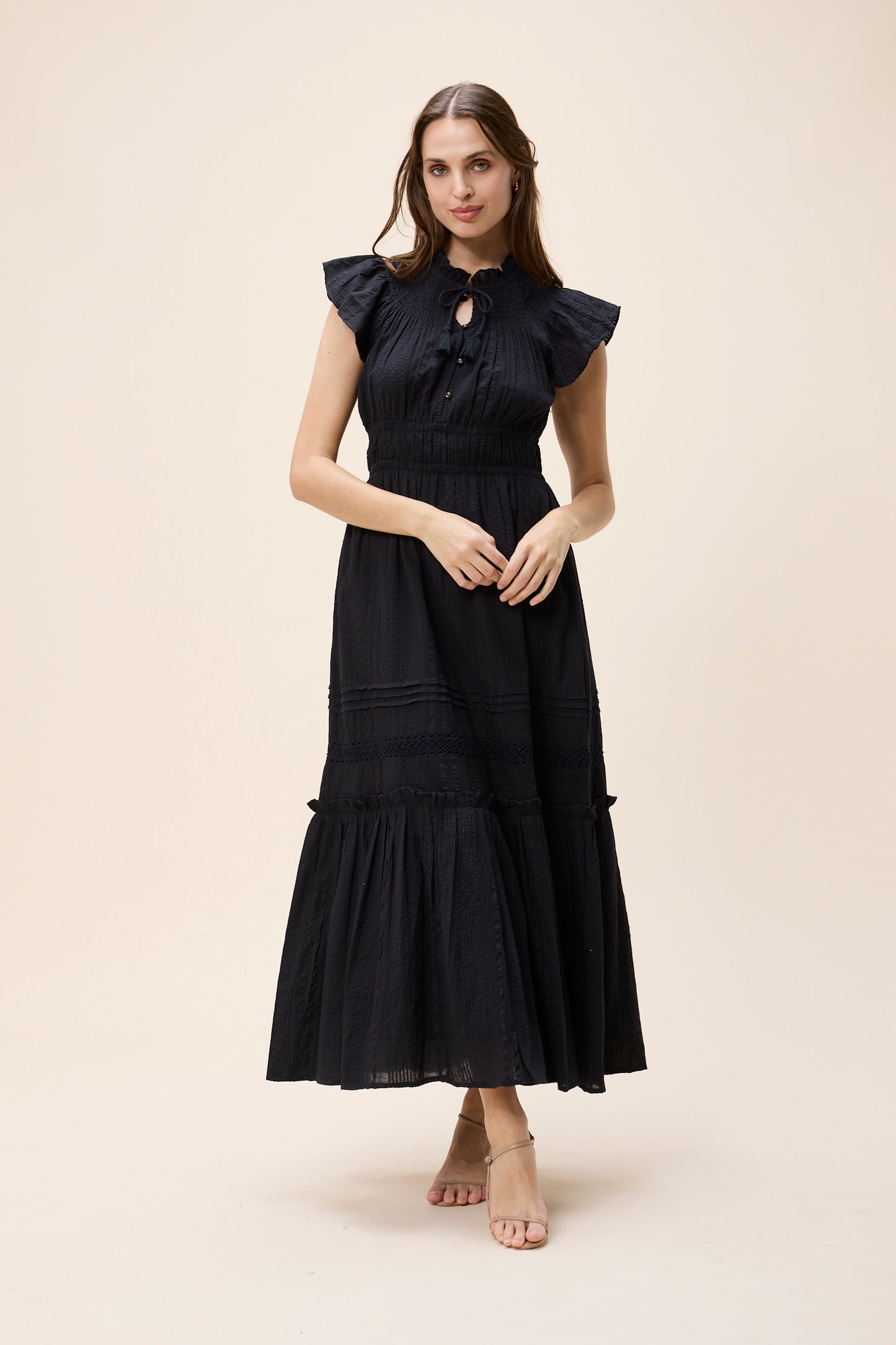 Indira Ankle Dress in black by Cleobella