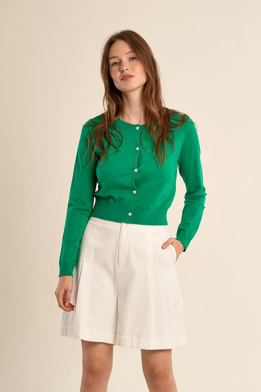 Basic Button Up Cardigan in green by Molly Bracken