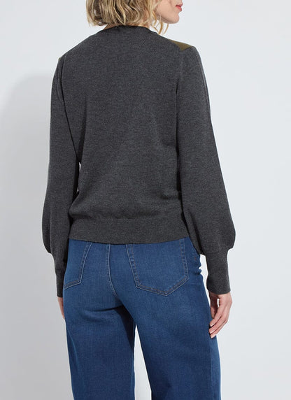 Corinne V-Neck Sweater in charcoal/combat by Lysse