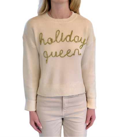 Bailey Holiday Queen Sweater in ivory/gold by Papermoon