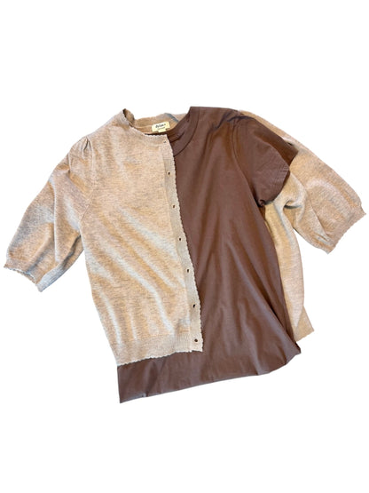 Blair Crewneck Cardigan in fawn by Dylan