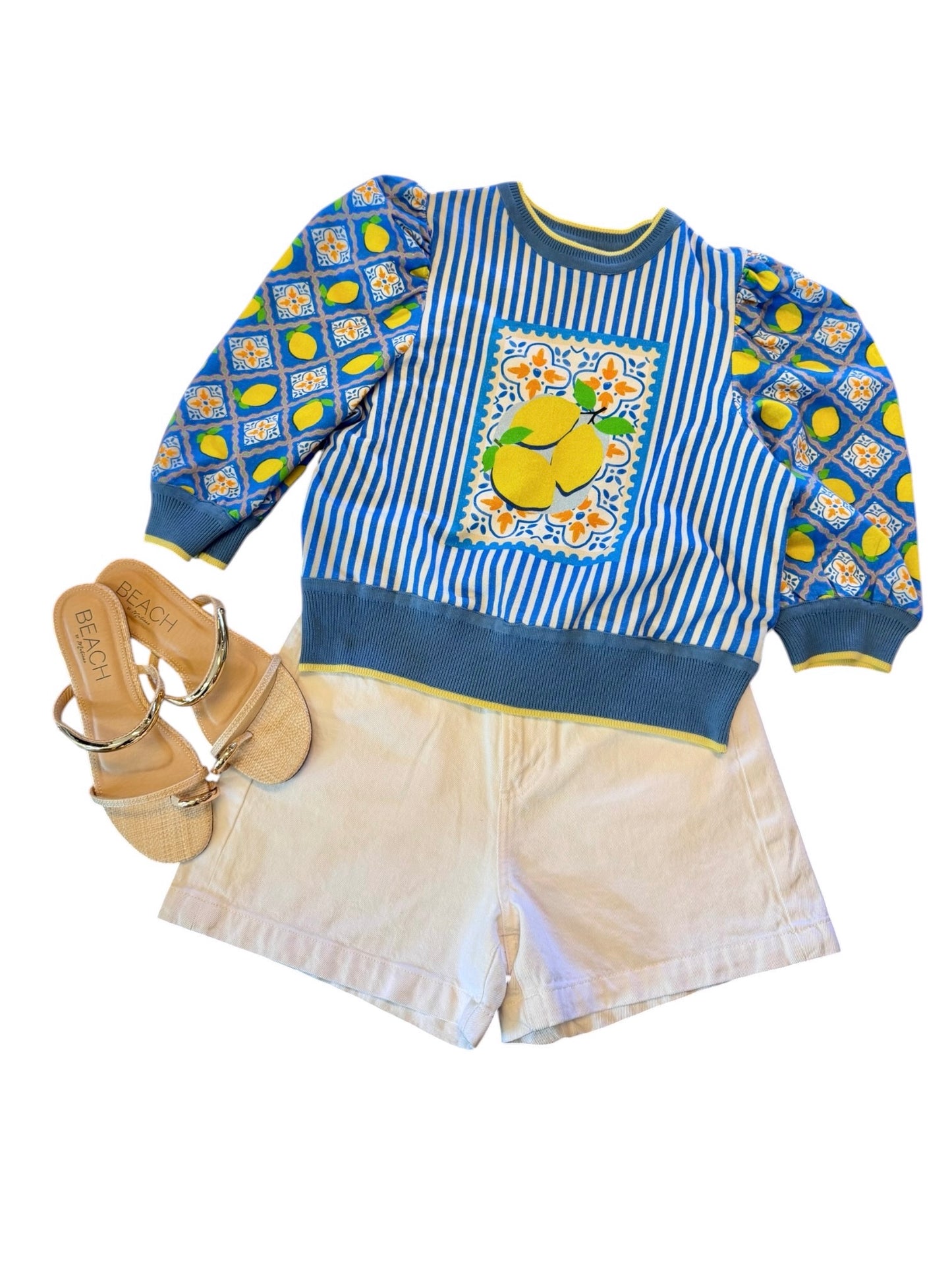 Eloviya Printed Sweater Top in multi by Conditions Apply