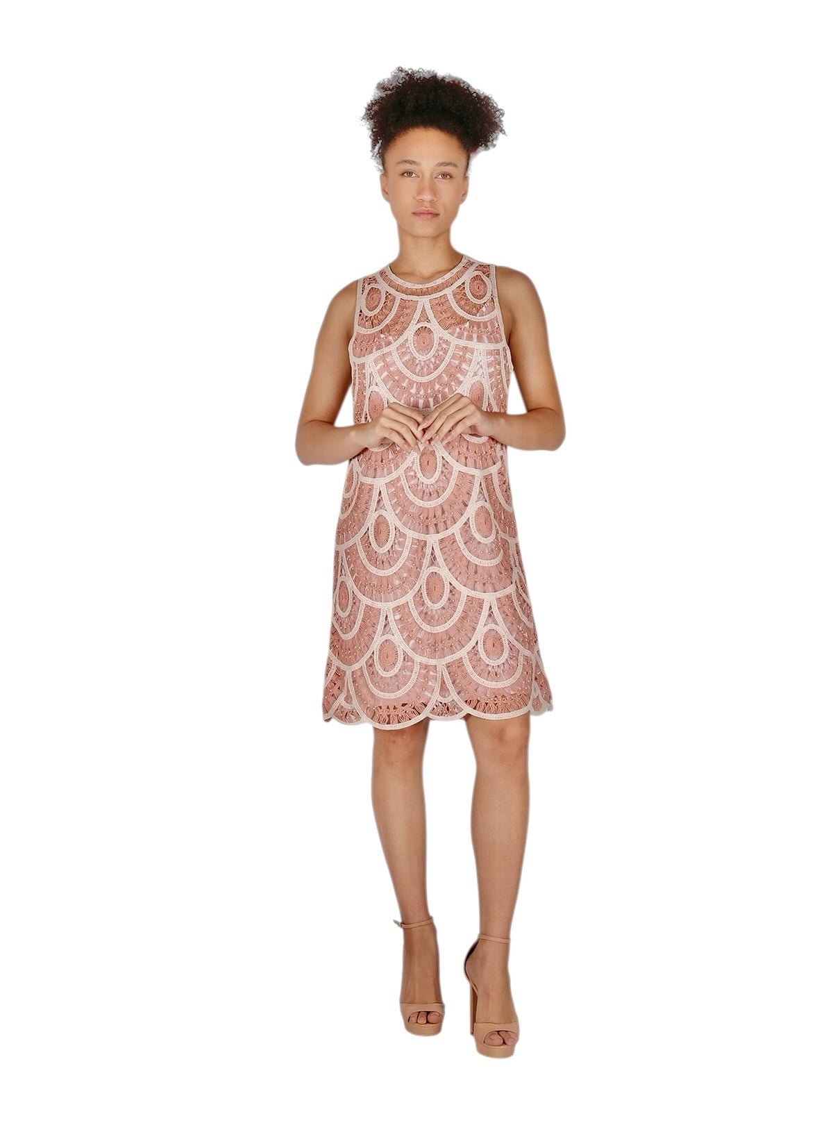 Raffella Beaded Shift Dress in blush by Conditions Apply