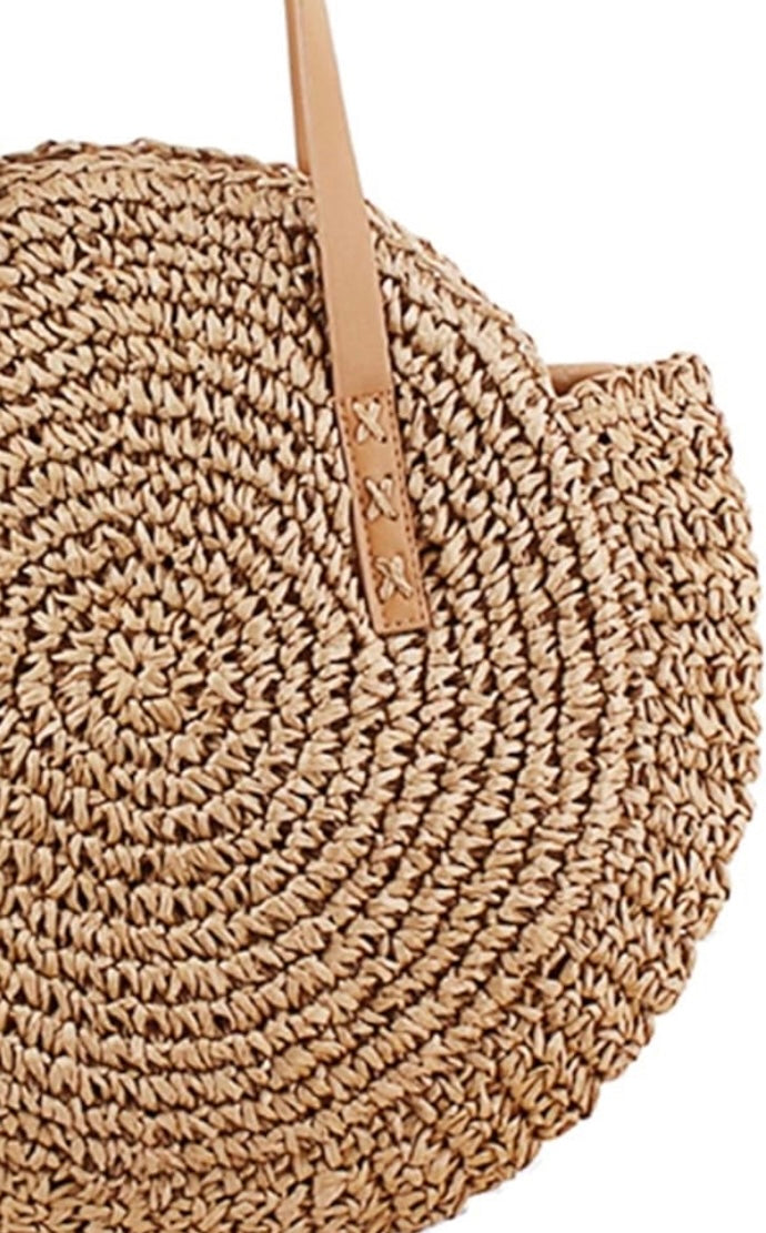 Summertime Large Straw Tote in khaki