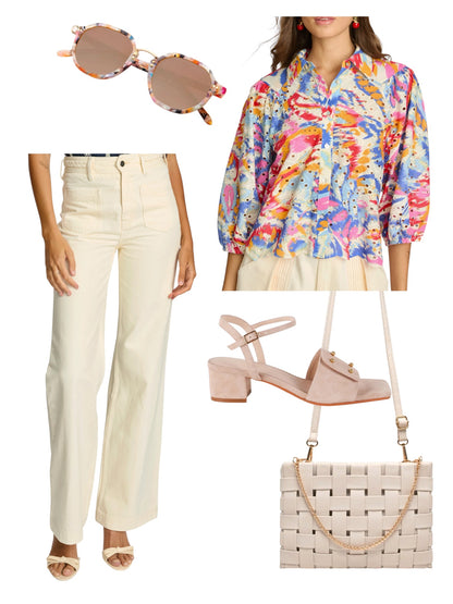 Sienna Denim Pant in cream by Caballero