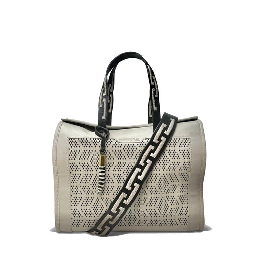 Ella Double Diamond Perforated Bag in chalk by Kempton & Co