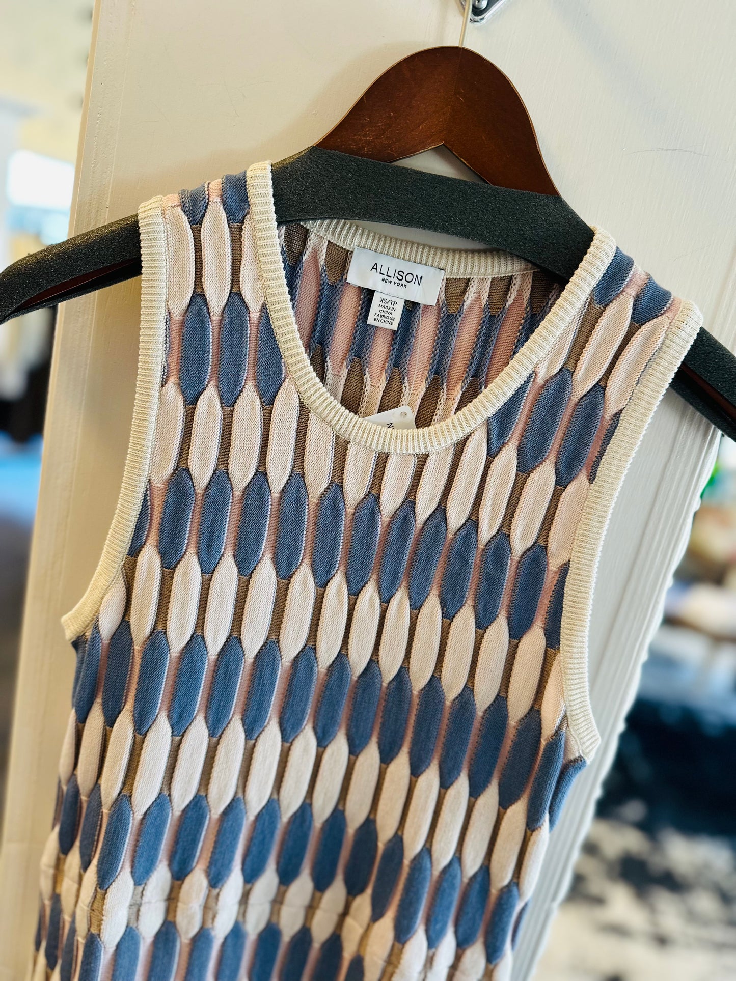 Nikki Dress in ivory/blue by Allison