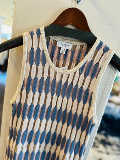 Nikki Dress in ivory/blue by Allison