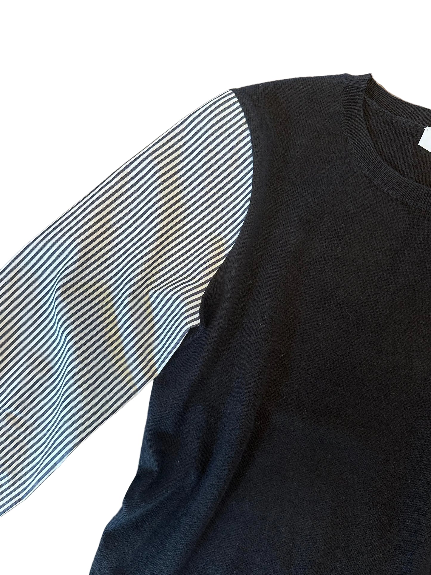 Long Sleeve Sweater with Stripe Sleeve in black by J.Society