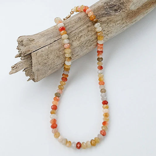 Rondelle 18" Necklace in multi neutral by Virtue