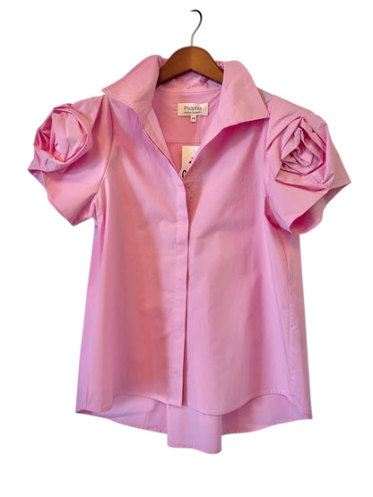 Short Sleeve Button Up in peony by Psophia