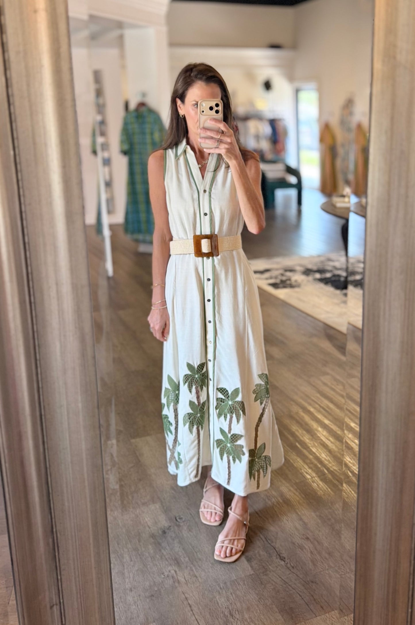 Revati Palm Tree Maxi Dress in breezy beige by Blank