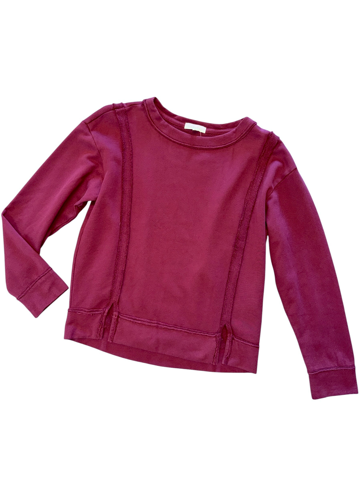 Long Sleeve Open Crew Sweatshirt in astroberry by Mododoc