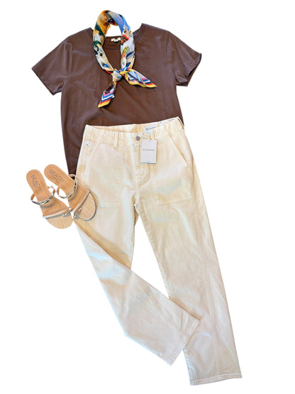Analeigh Mid Rise Utility Jeans in opal stone by AG