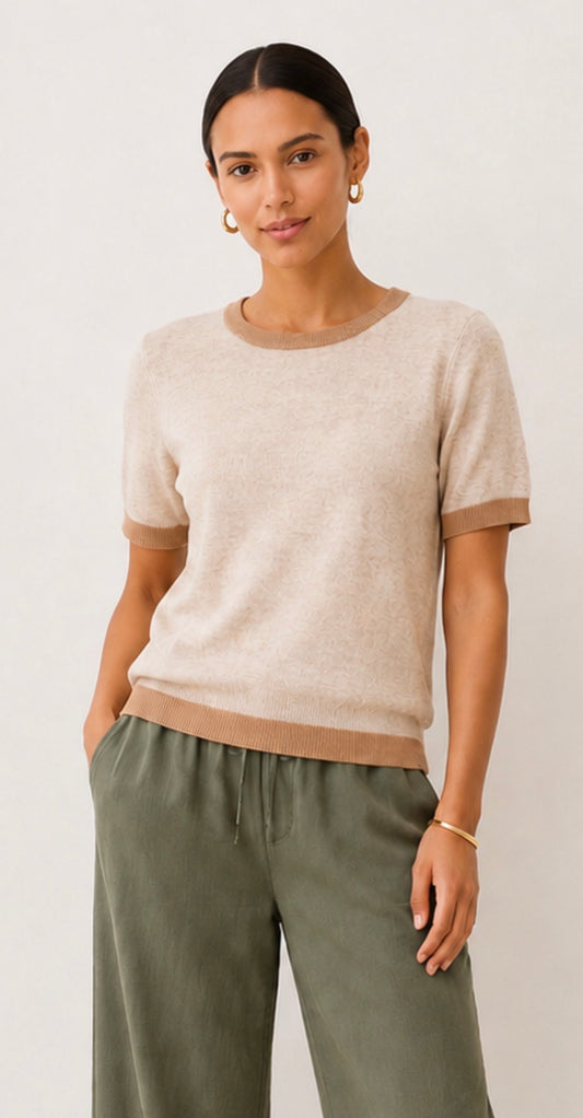 Dera Short Sleeve Sweater in autumn amber by Another Love