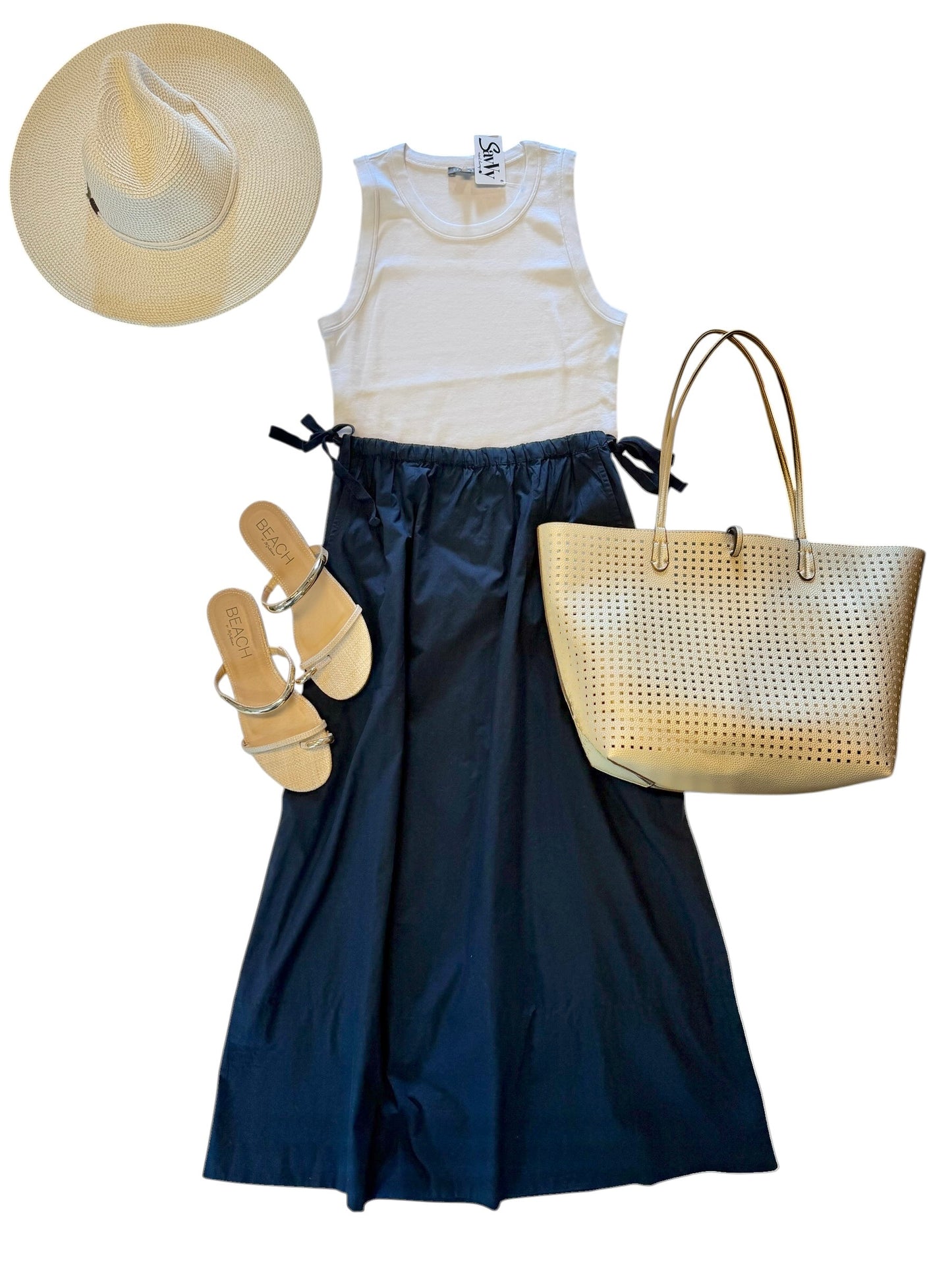 Poplin A-line Maxi Skirt in navy by Lilla P