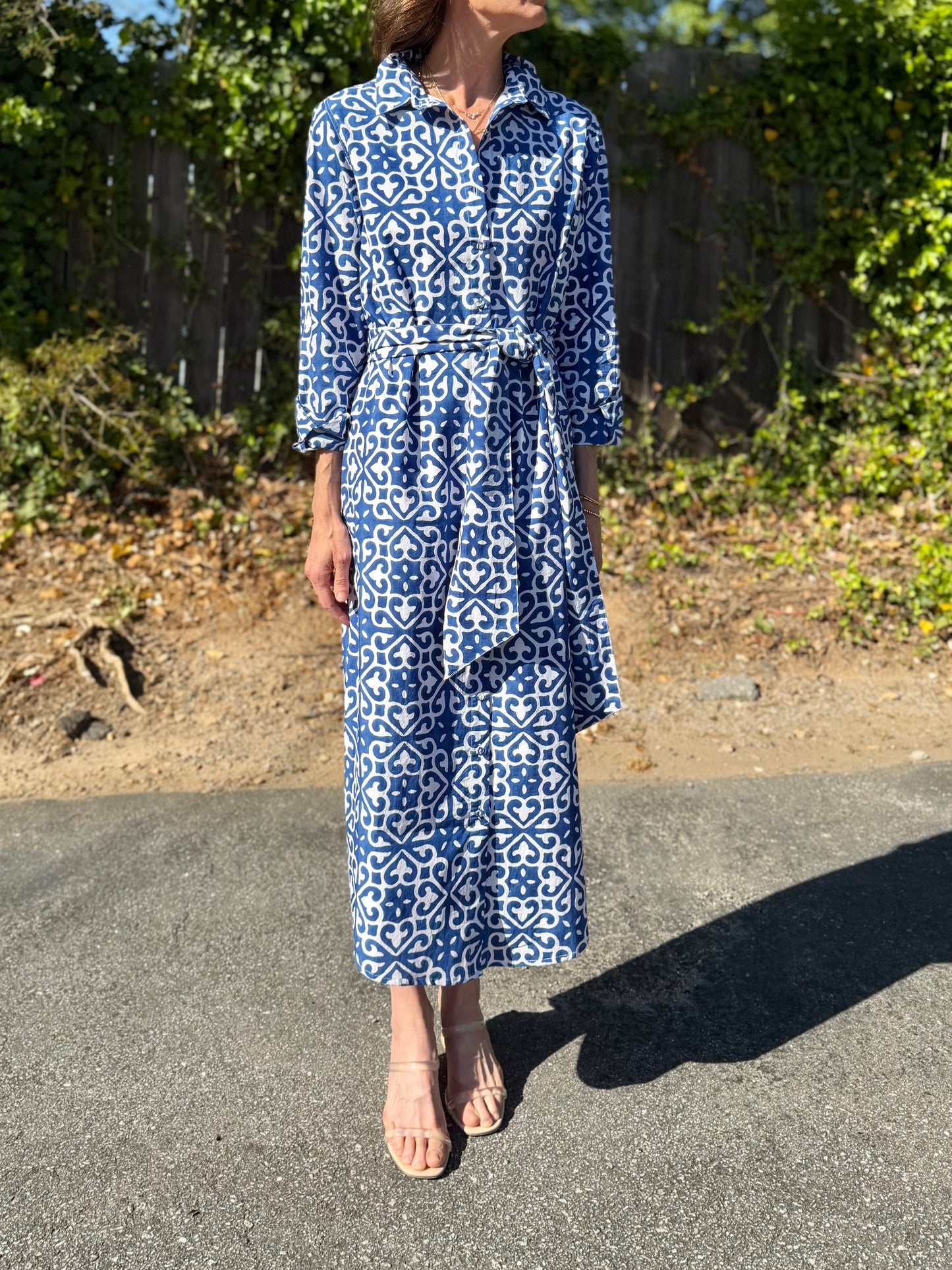 Russell Shirt Dress in blue/white by Fitzroy & Willa