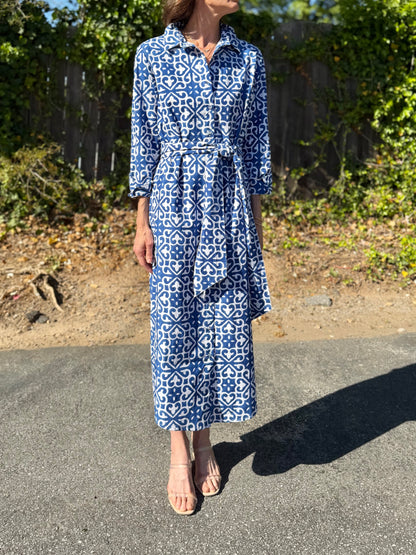 Russell Shirt Dress in blue/white by Fitzroy & Willa